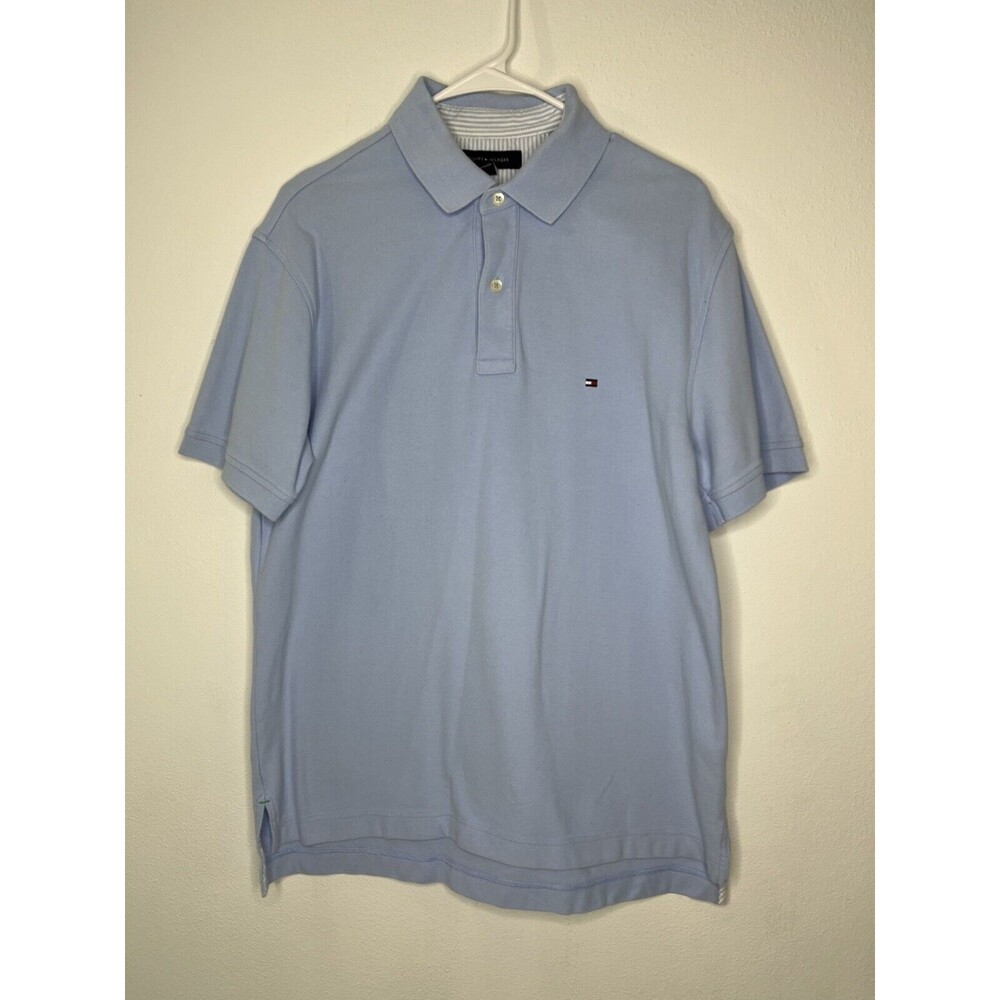 Tommy Hilfiger Custom Fit Shirt Short Sleeve Light Blue Mens M Medium